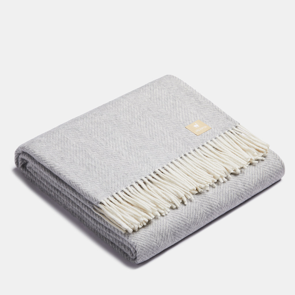 Natural Alpaca Wool Throw – Classic Fishbone