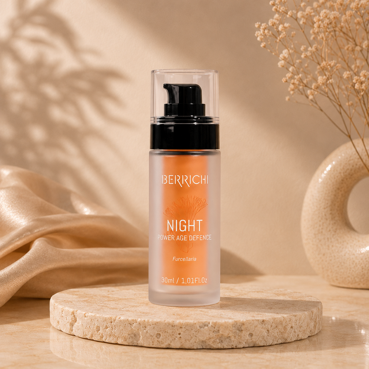 Berrichi Night Cream NIGHT with replaceable refill bottle — plant-based retinol, 30ml