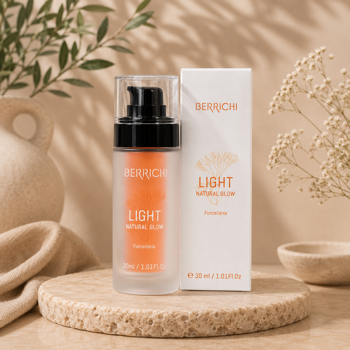 Berrichi Face Cream LIGHT with replaceable refill bottle — Ecocert COSMOS Natural certificate, 30ml