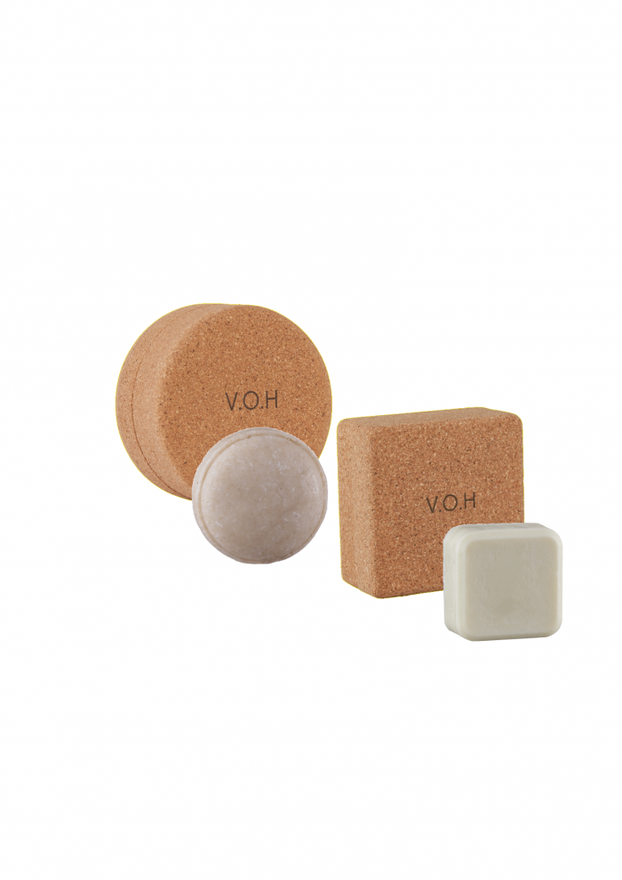 Solid Hair-Care Set with Corkwood Travel Cases — product packaging front detail