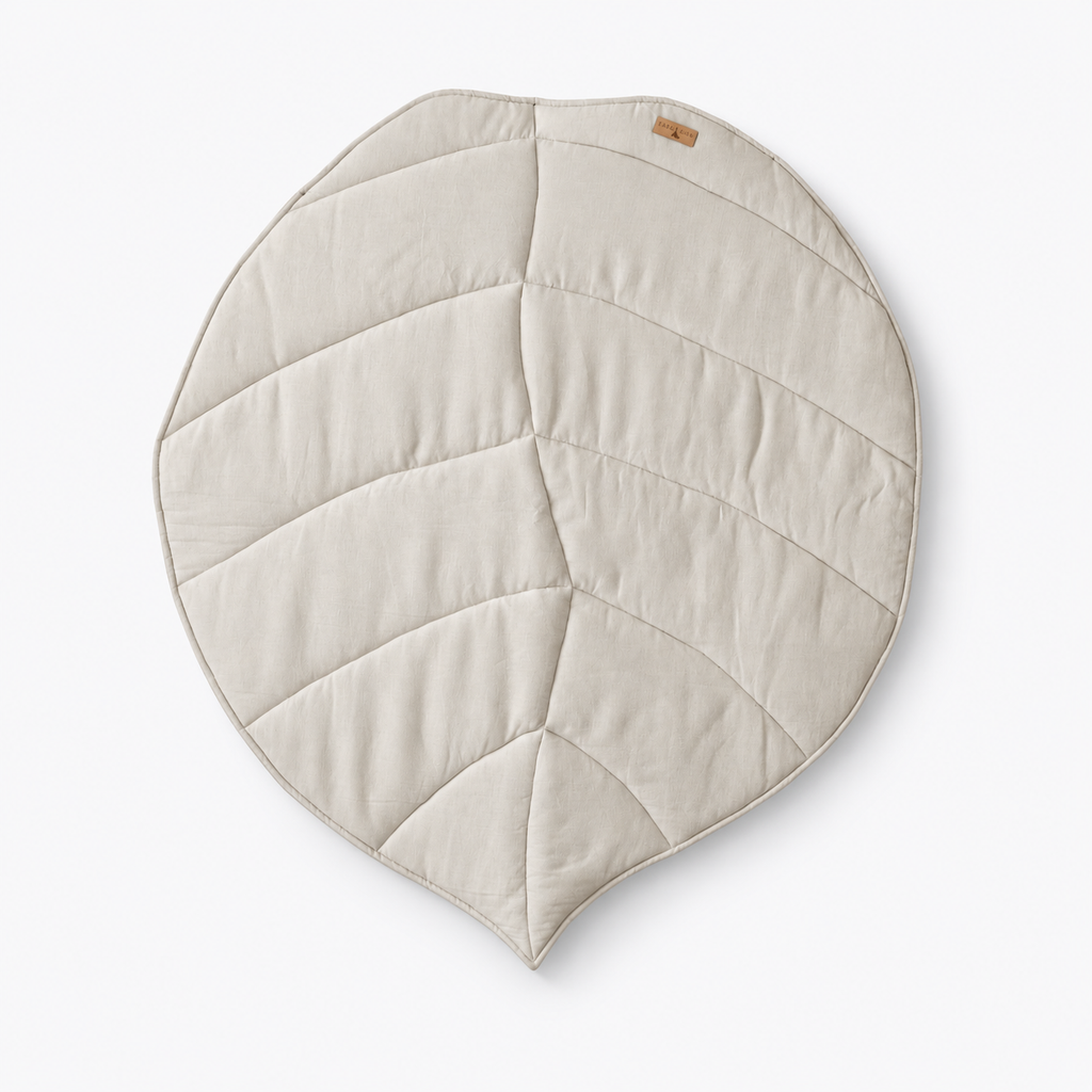 Organic Cotton and Linen Leaf Playmat - Sand