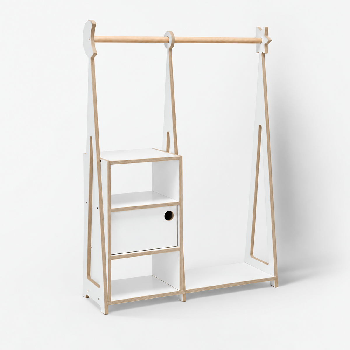 Montessori-Kleiderschrank mit Stauraum – Weiß