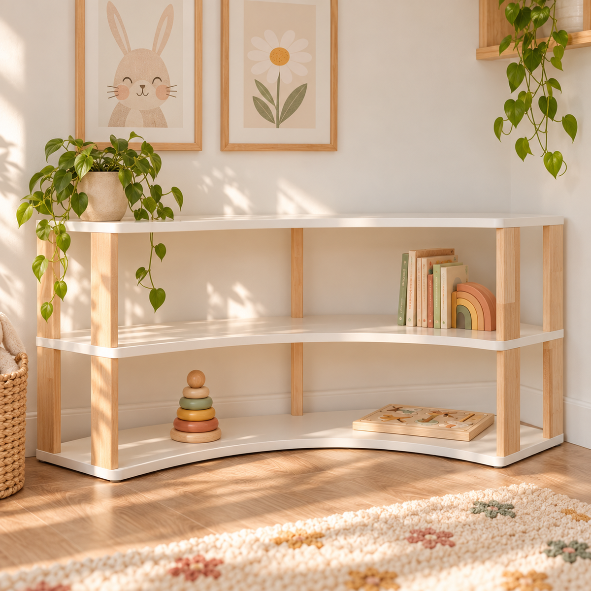 Montessori-Bogenregal, 3 Ebenen
