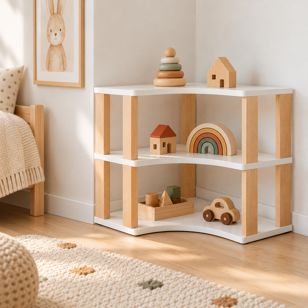 Montessori Corner Shelf, 3 Shelves