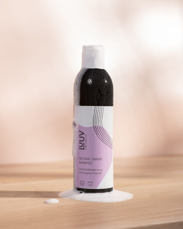 Natural Nourishing Shampoo with Plum Oil — ingredients and label detail