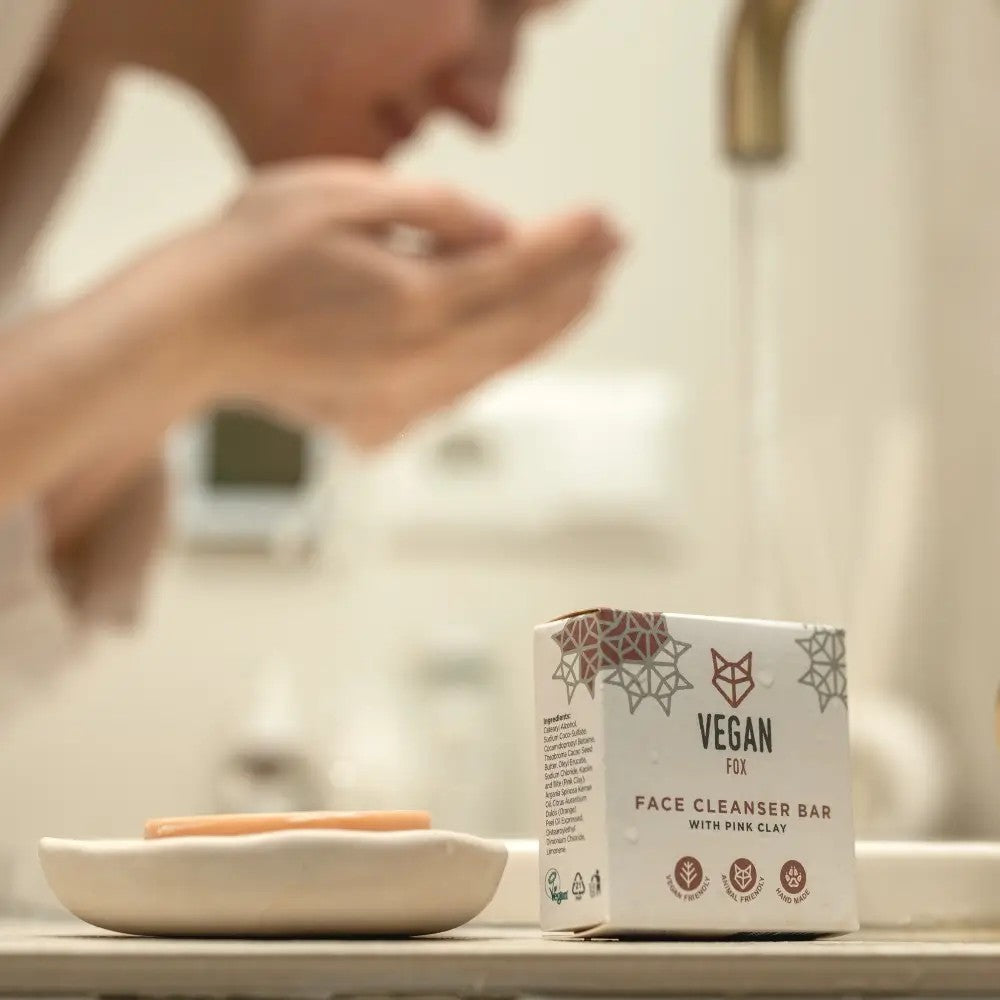 Face Cleanser Bar With Pink Clay — lifestyle product photography