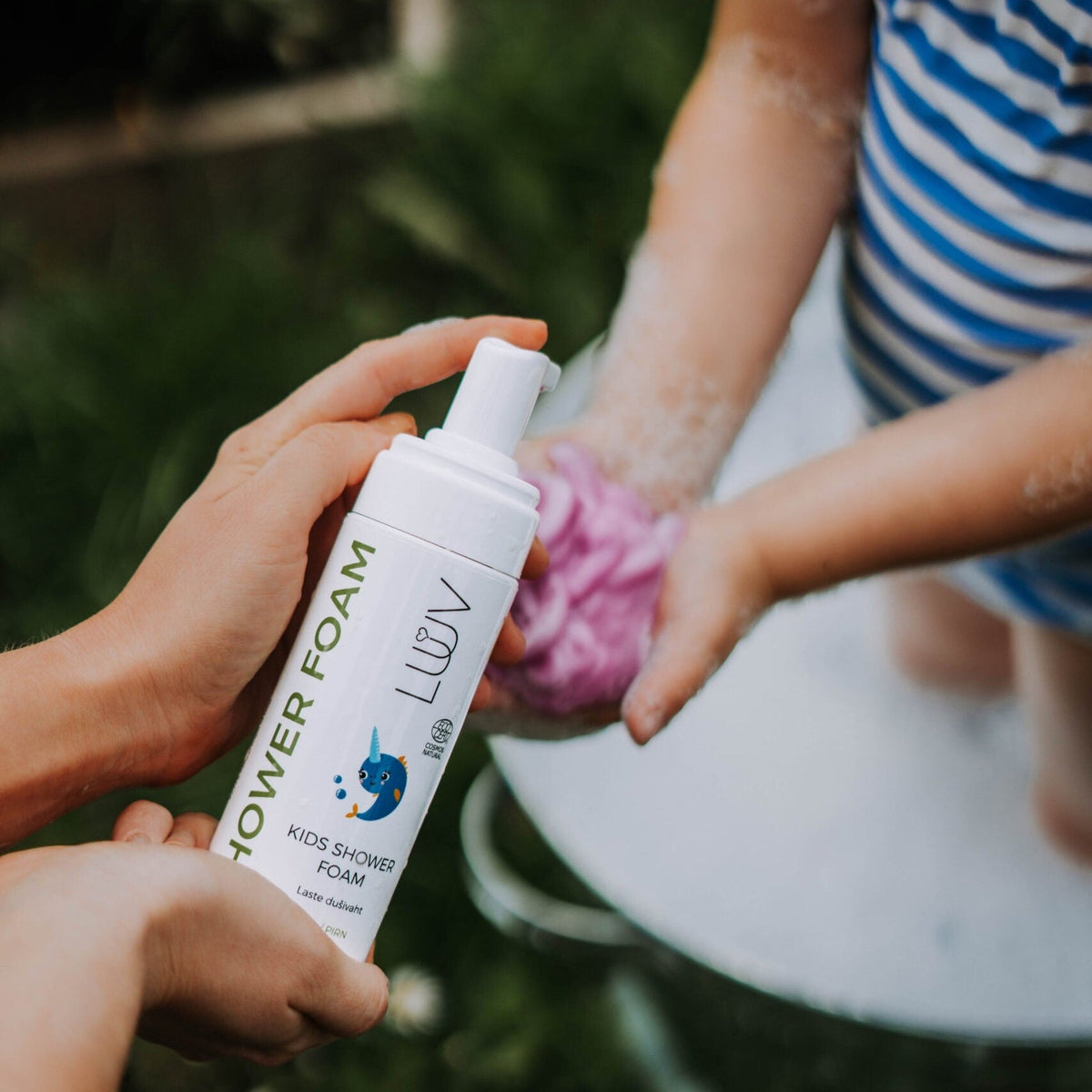 LUUV Kinder-Badeset Birne: Shampoo + Duschschaum + Badeschaum