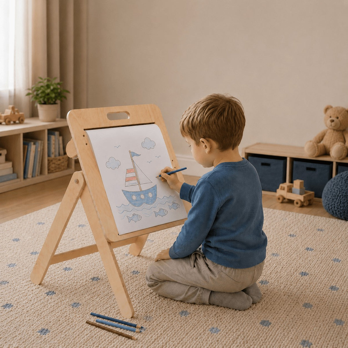 Zeichentafel und Tisch 2in1 mit Papierrolle