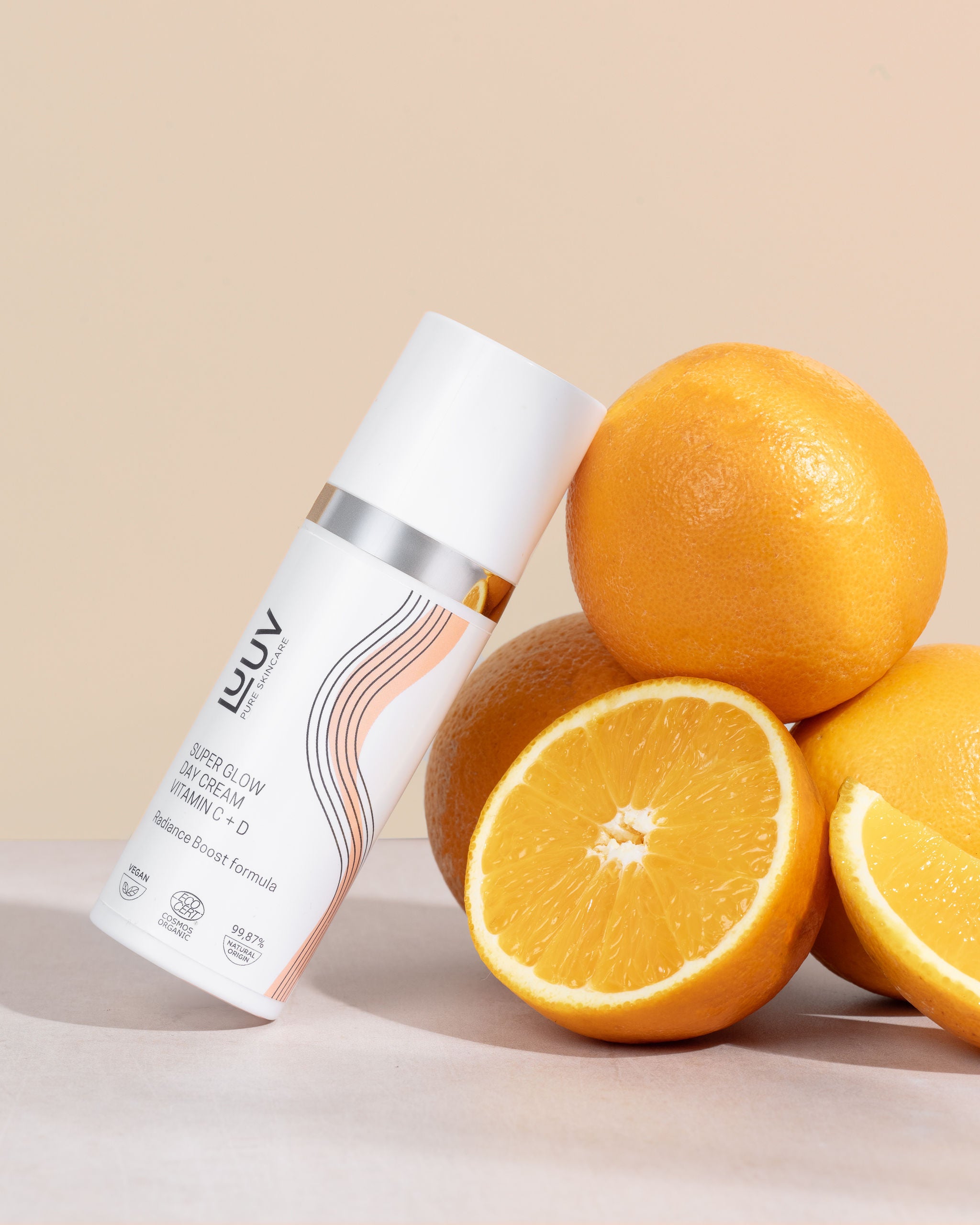 Super Glow Day Day Cream Vitamin C + D COSMOS — lifestyle product photography