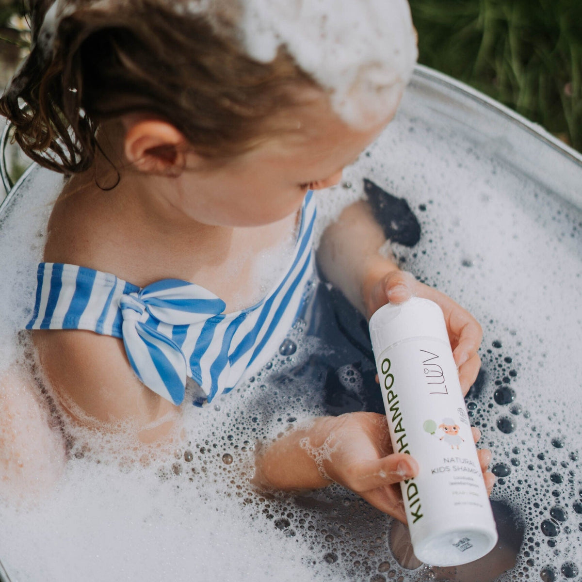 LUUV Kinder-Badeset Birne: Shampoo + Duschschaum + Badeschaum