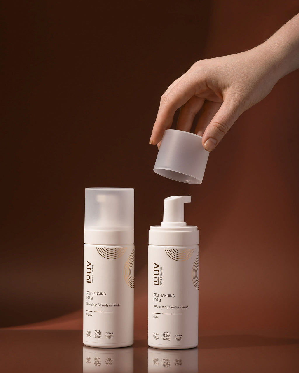 Natural Self Tanning Foam Medium COSMOS — product packaging front detail