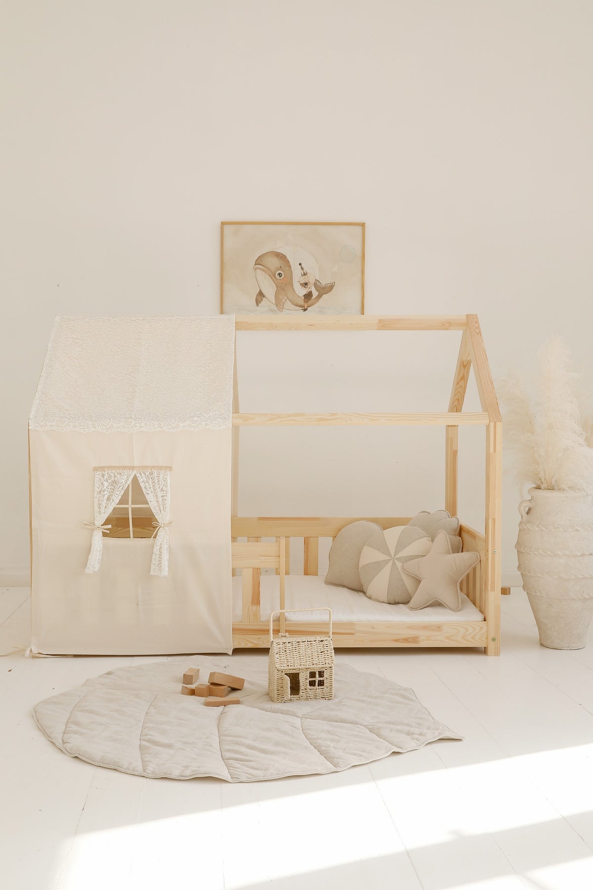 Organic Cotton and Linen Leaf Playmat - Sand