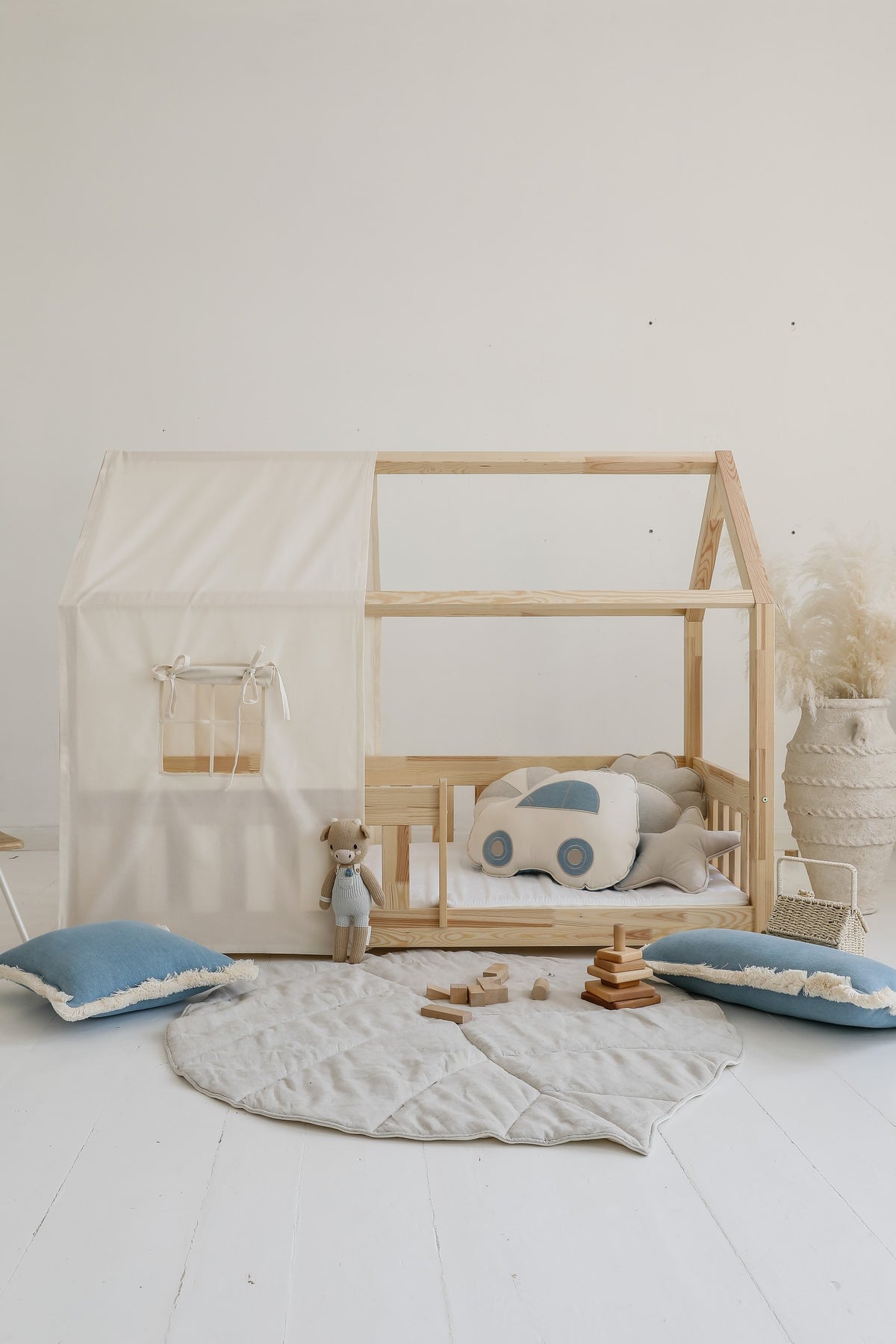 Organic Cotton and Linen Leaf Playmat - Sand
