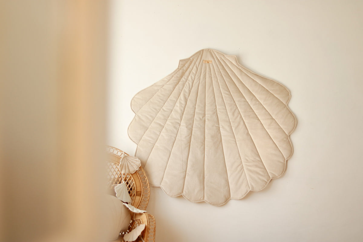 Organic Cotton and Velvet Shell Playmat - Beige