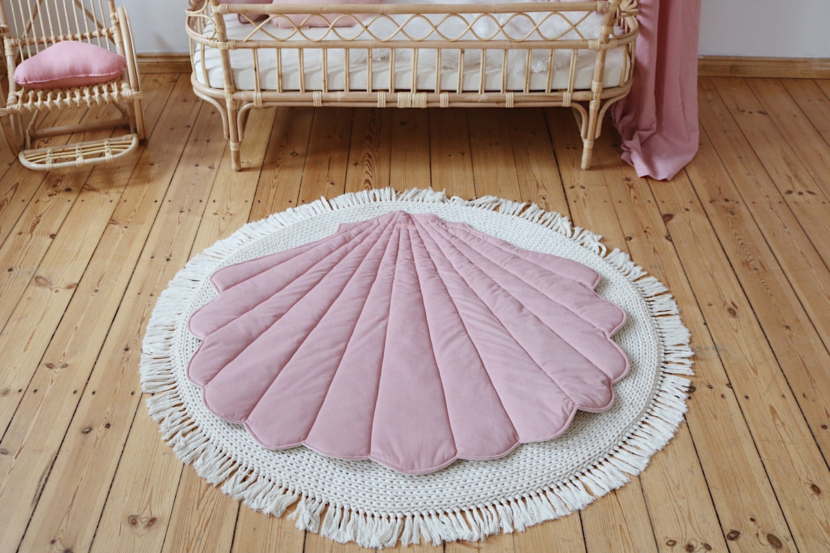 Organic Cotton and Velvet Shell Playmat - Powder Pink