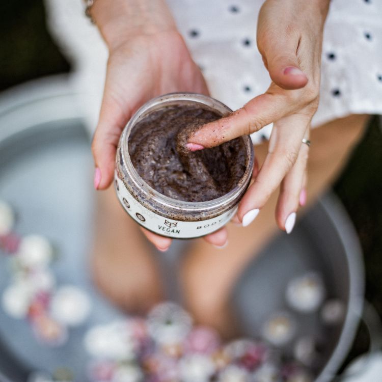 Coffee & Salt Body Scrub for Smooth, Firm Skin — product texture and application